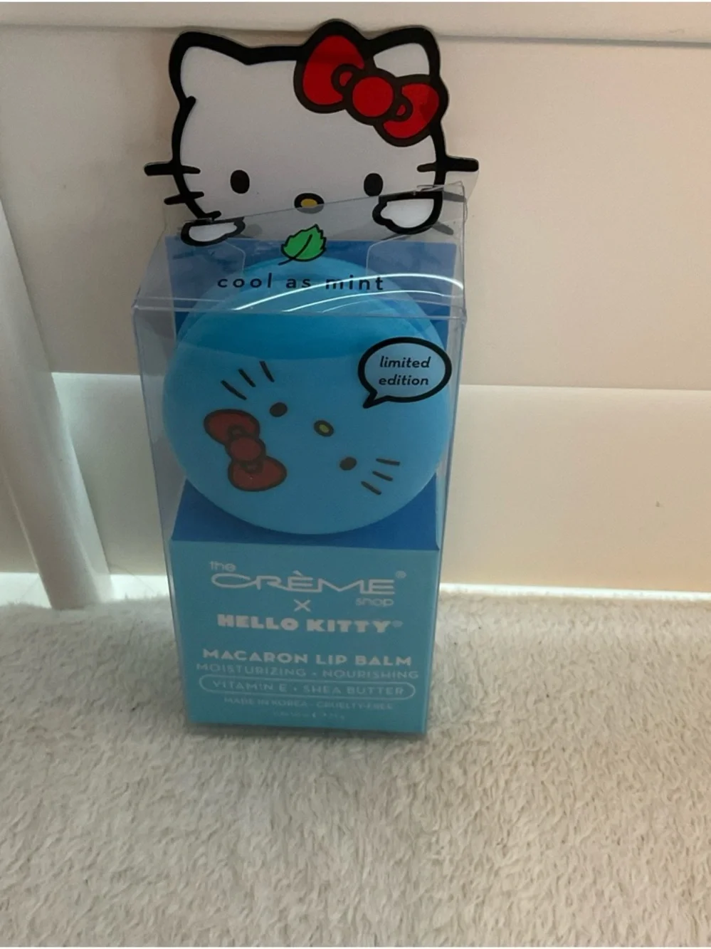 The Crème Shop x Hello Kitty Macaron Lip Balm - Cool As Mint (Blue)